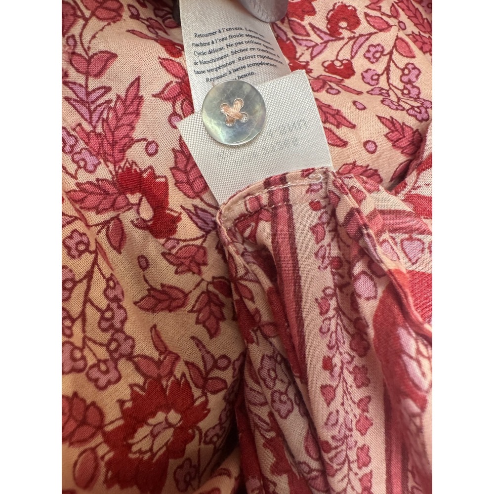 Faherty Hyland Maxi Dress Sun Up Block Print Pink Red Elevated Boho Size M - Picture 12 of 12